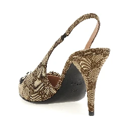 Beige Polyester High Heel Pumps