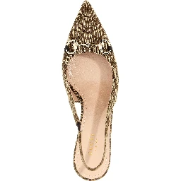 Beige Polyester High Heel Pumps