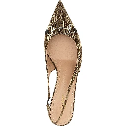 Beige Polyester Mid Heel Pumps