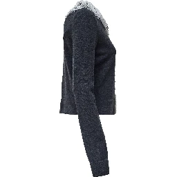 Grey Lace Collar Knit Cardigan