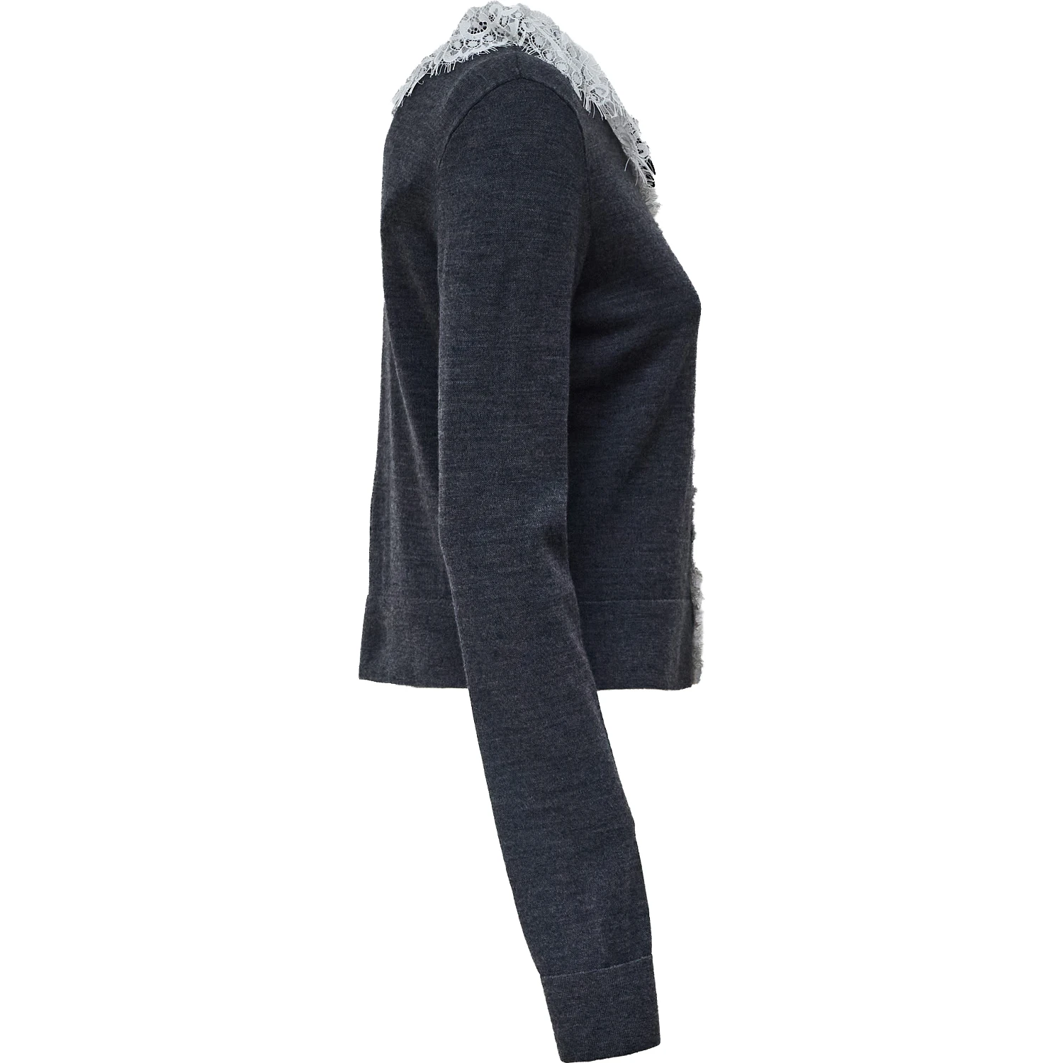 Grey Lace Collar Knit Cardigan