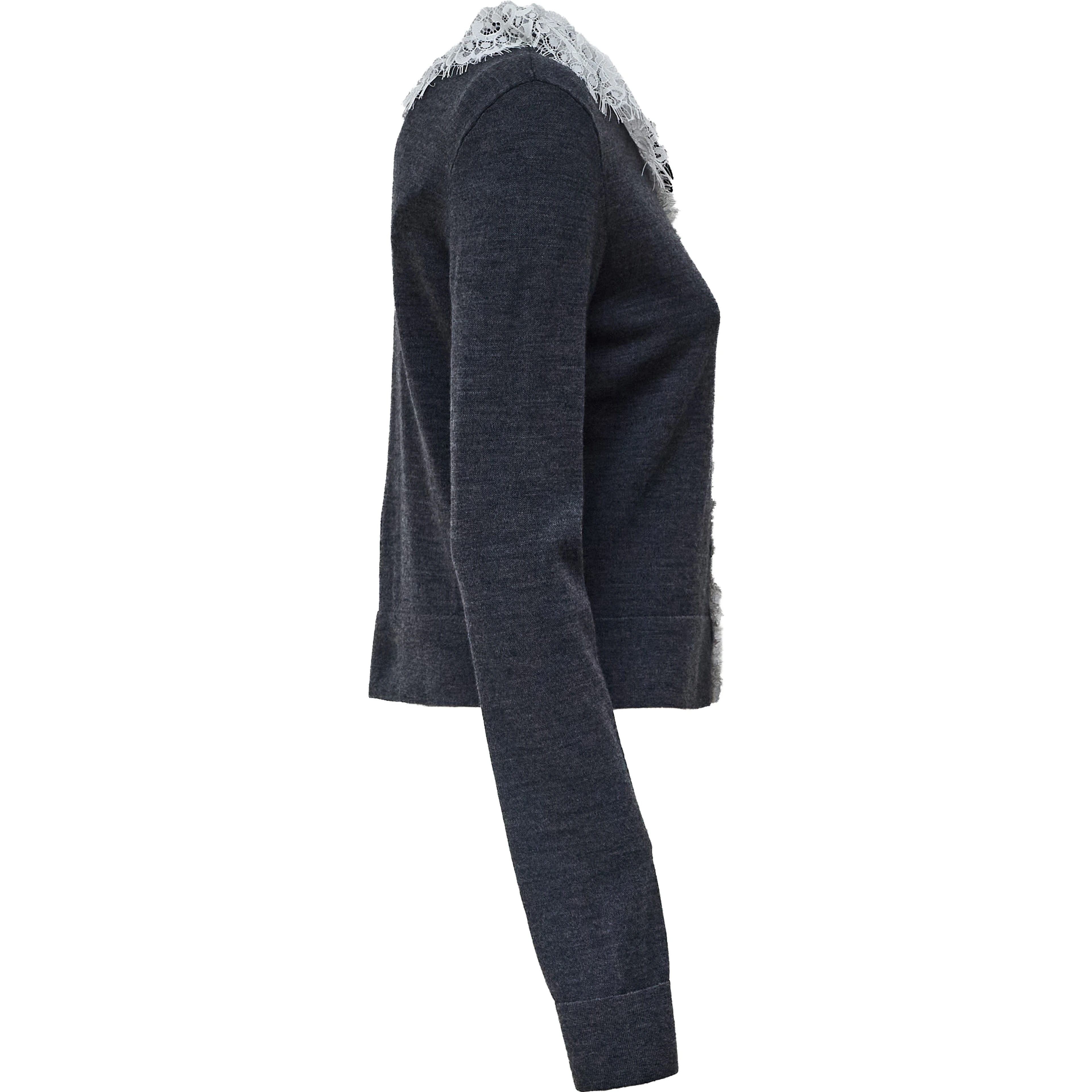 Grey Lace Collar Knit Cardigan