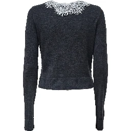 Grey Lace Collar Knit Cardigan