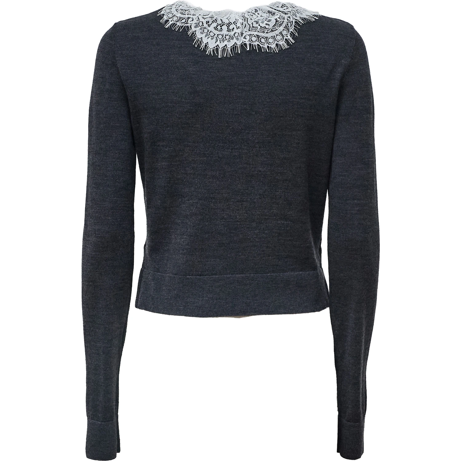 Grey Lace Collar Knit Cardigan