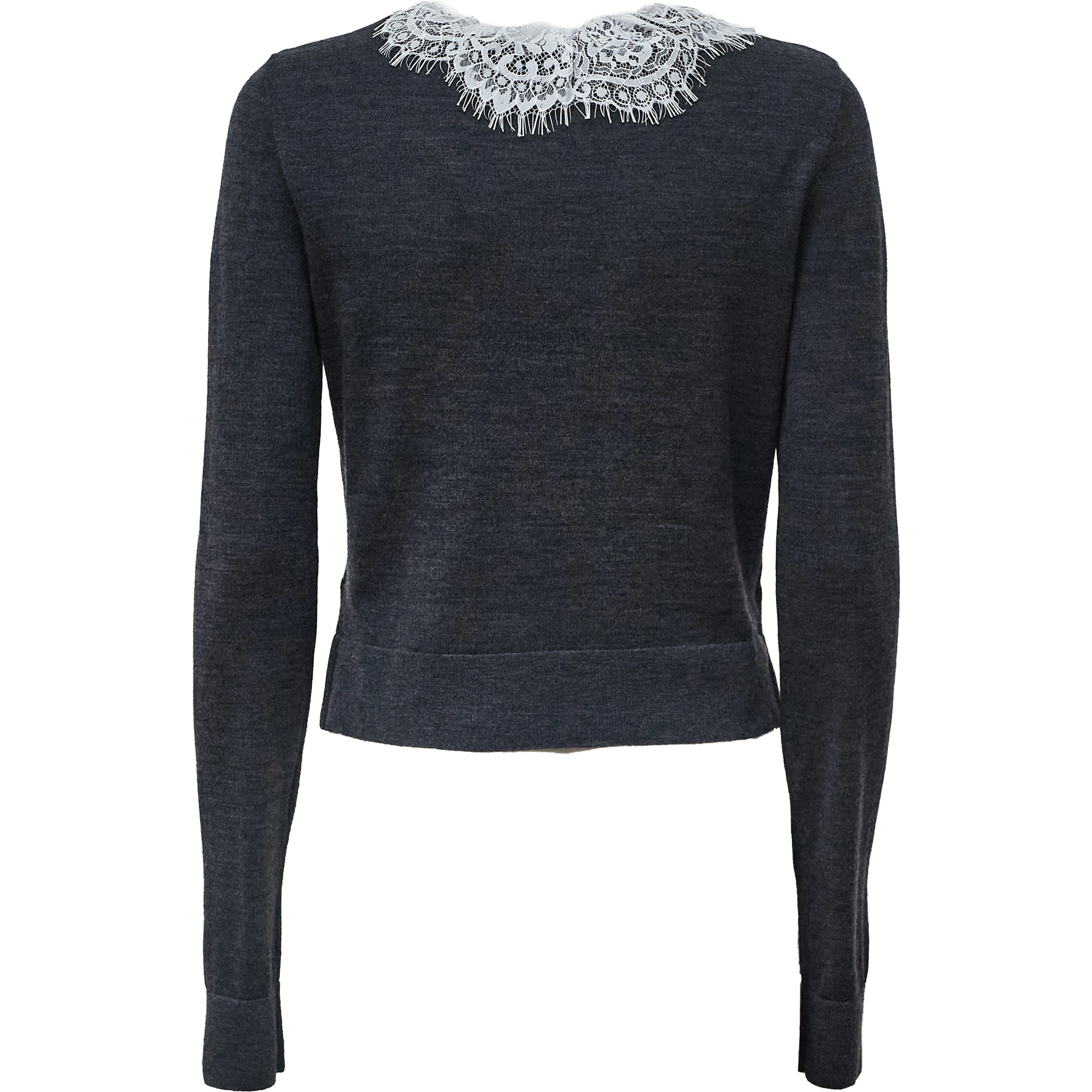 Grey Lace Collar Knit Cardigan