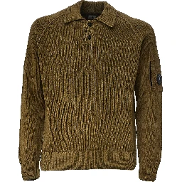 Chenille Cotton Polo Sweater