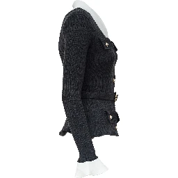 Grey Ribbed Knit Cardigan