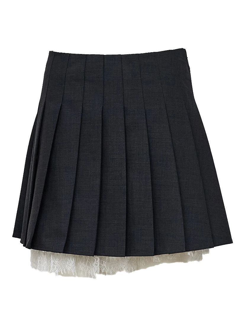 Grey pleated mini skirt