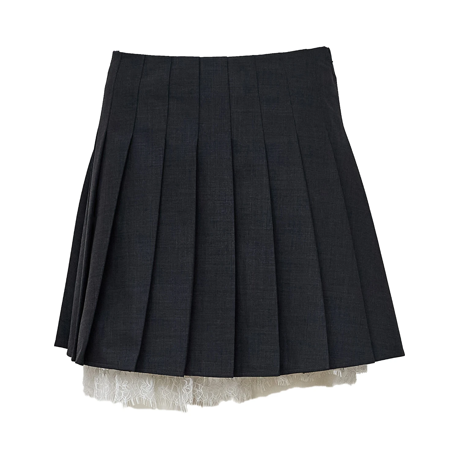 Grey pleated mini skirt