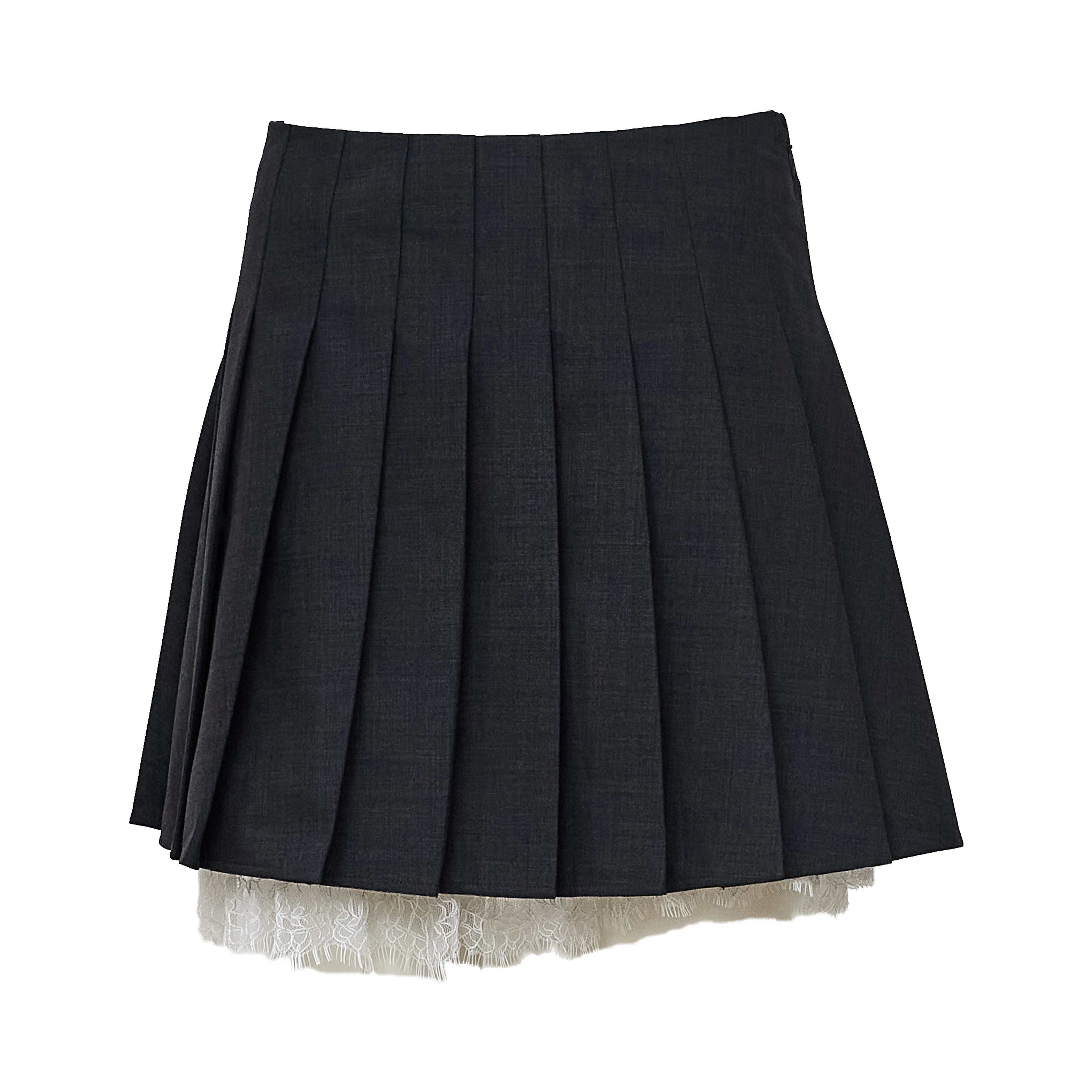 Grey pleated mini skirt