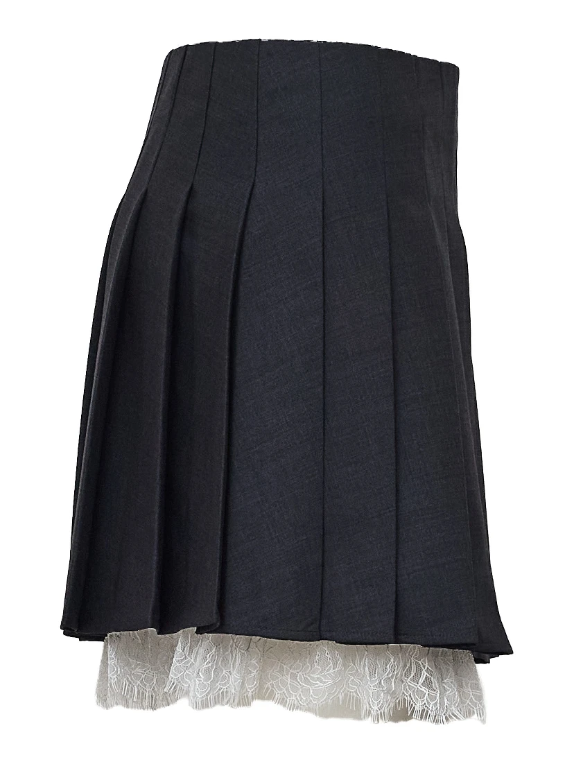Grey pleated mini skirt