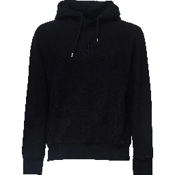 Brushed And Emerized Diagonal Fleece Hooded Logo Sweatshirt