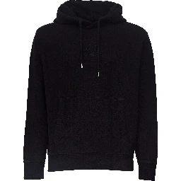 Brushed And Emerized Diagonal Fleece Hooded Logo Sweatshirt