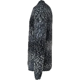 Crew Neck Jumper In Printed Wool Blend Fabric 3 Gauge