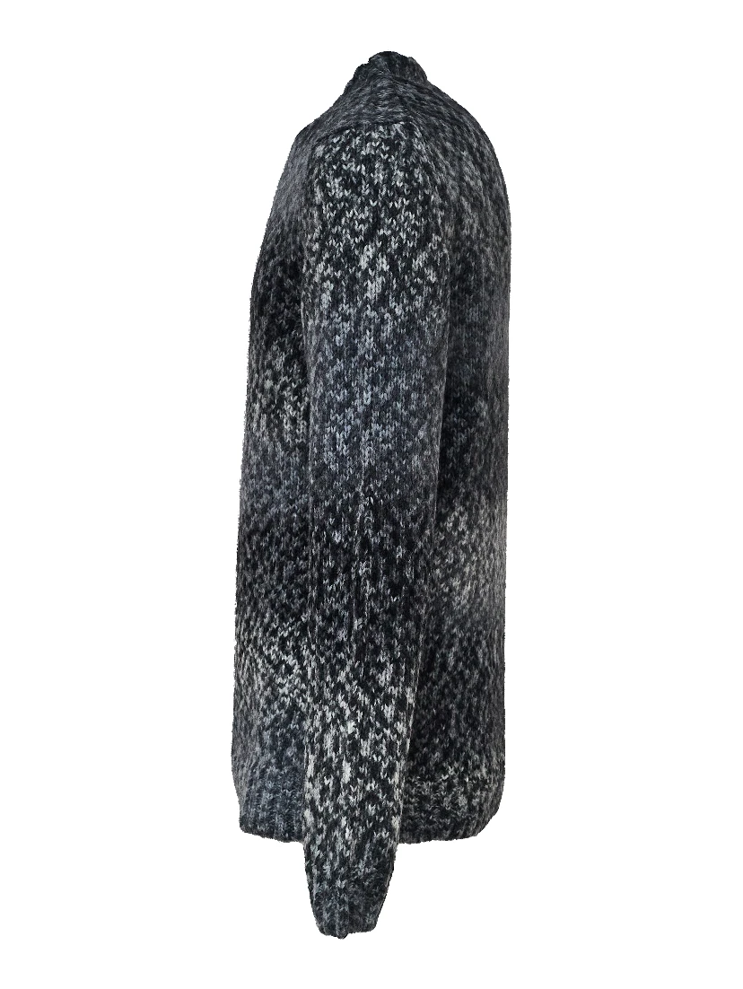Crew Neck Jumper In Printed Wool Blend Fabric 3 Gauge