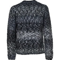 Crew Neck Jumper In Printed Wool Blend Fabric 3 Gauge