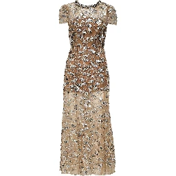 Silver Sequin Embellished Midi Dress