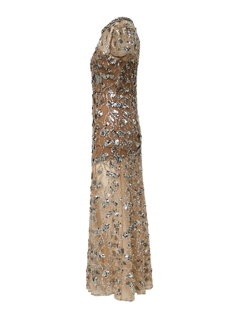 Silver Sequin Embellished Midi Dress
