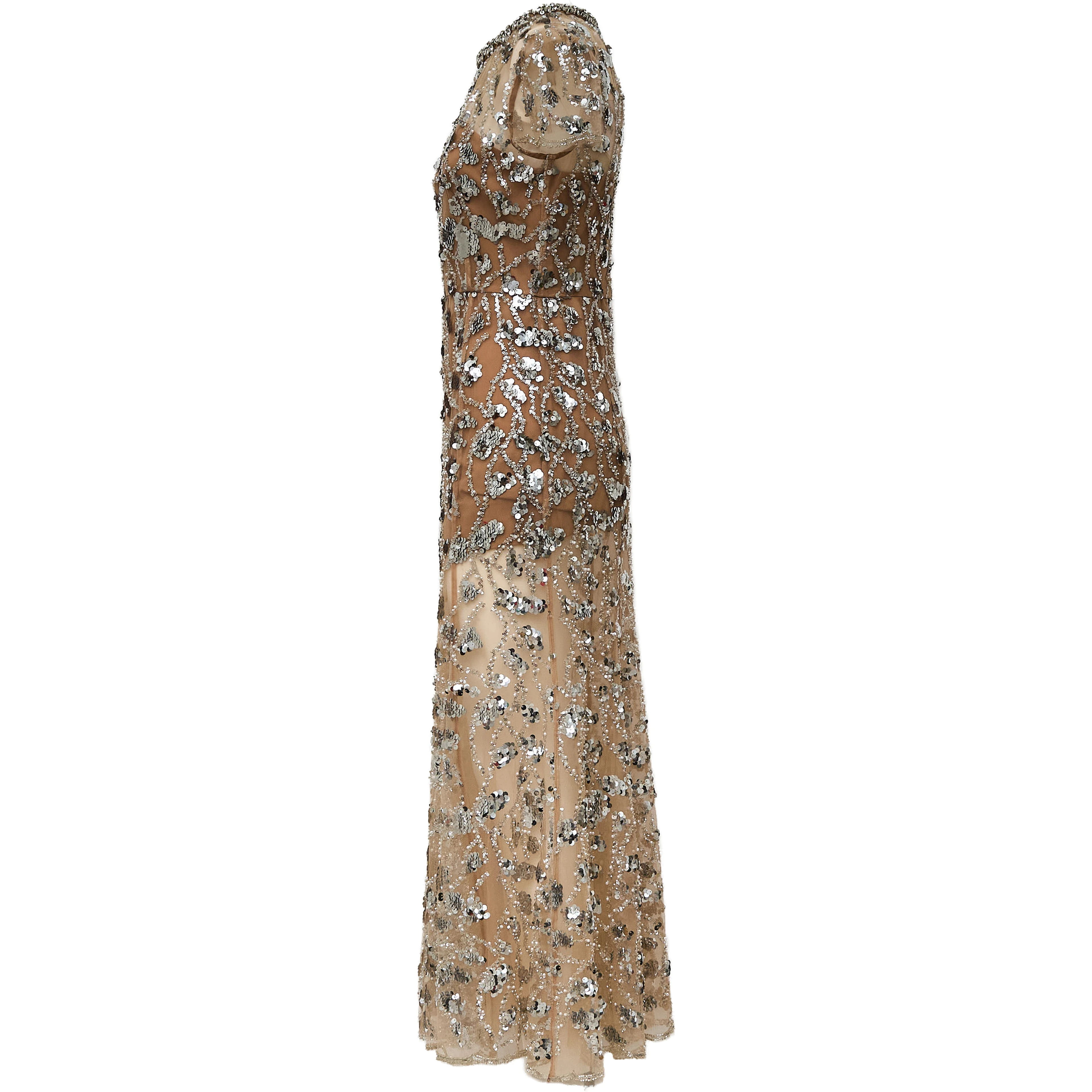 Silver Sequin Embellished Midi Dress