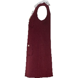 Burgundy Crepe Lace Collar Mini Dress