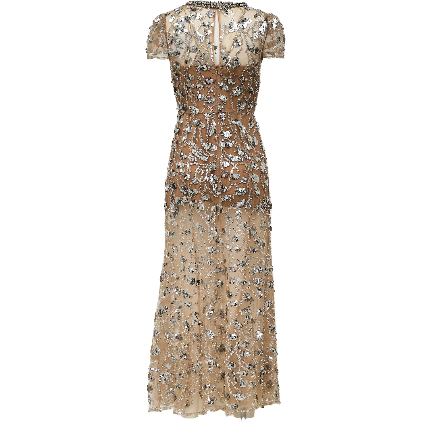 Silver Sequin Embellished Midi Dress
