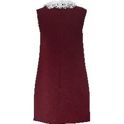 Burgundy Crepe Lace Collar Mini Dress