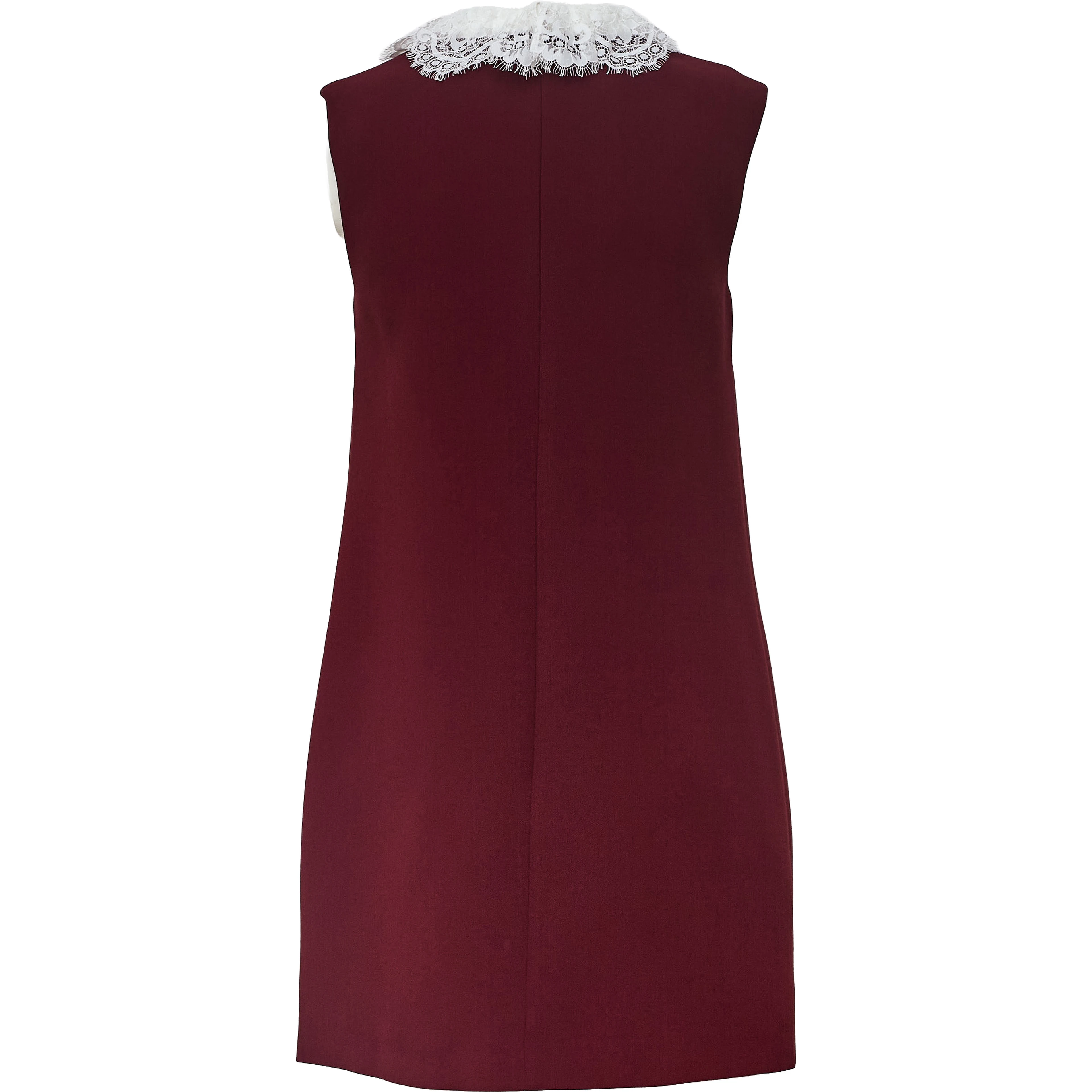Burgundy Crepe Lace Collar Mini Dress