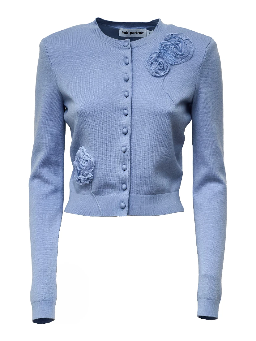 Blue Flower Knit Cardigan