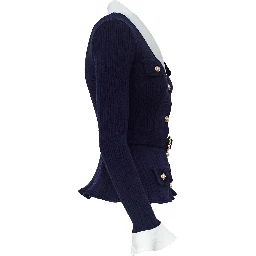 Navy Ribbed Knit Cardigan