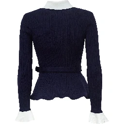 Navy Ribbed Knit Cardigan