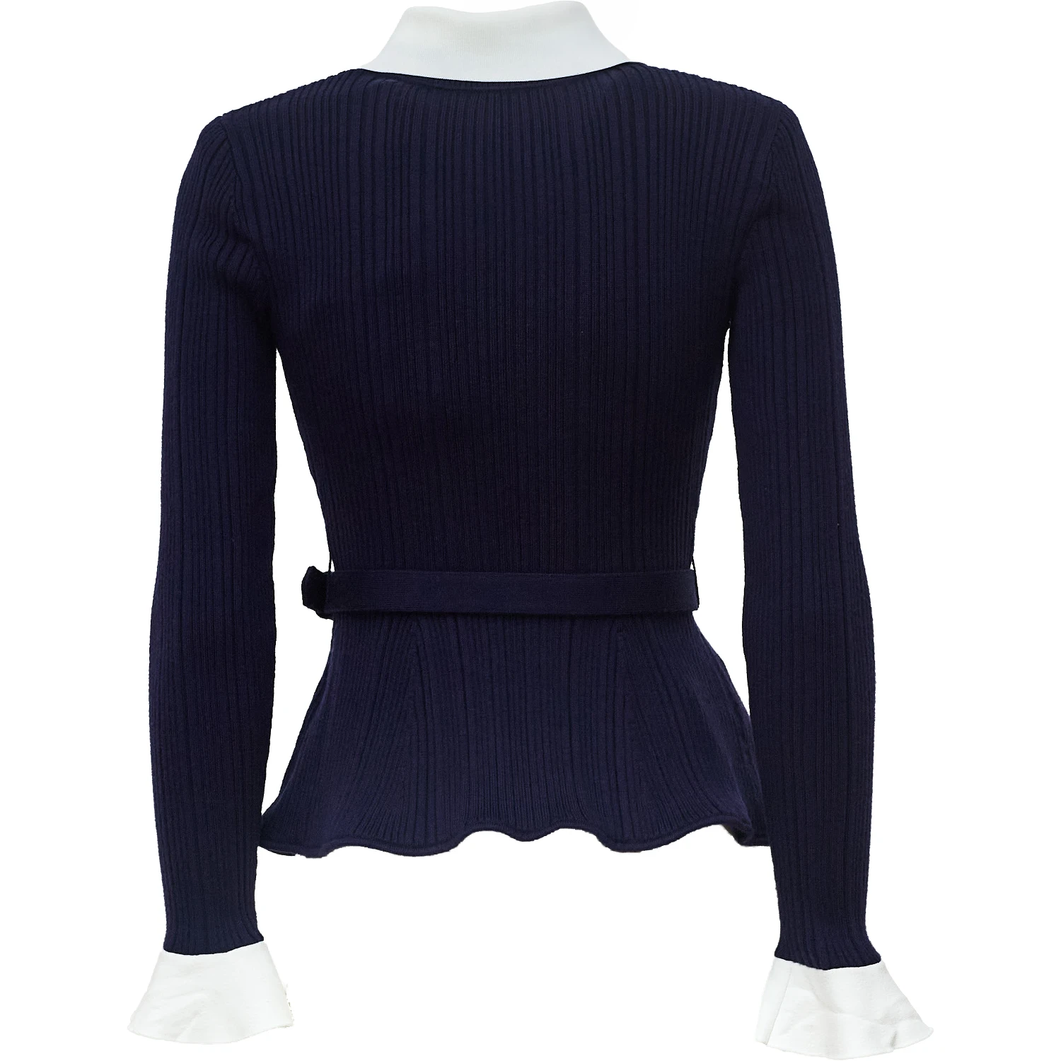Navy Ribbed Knit Cardigan