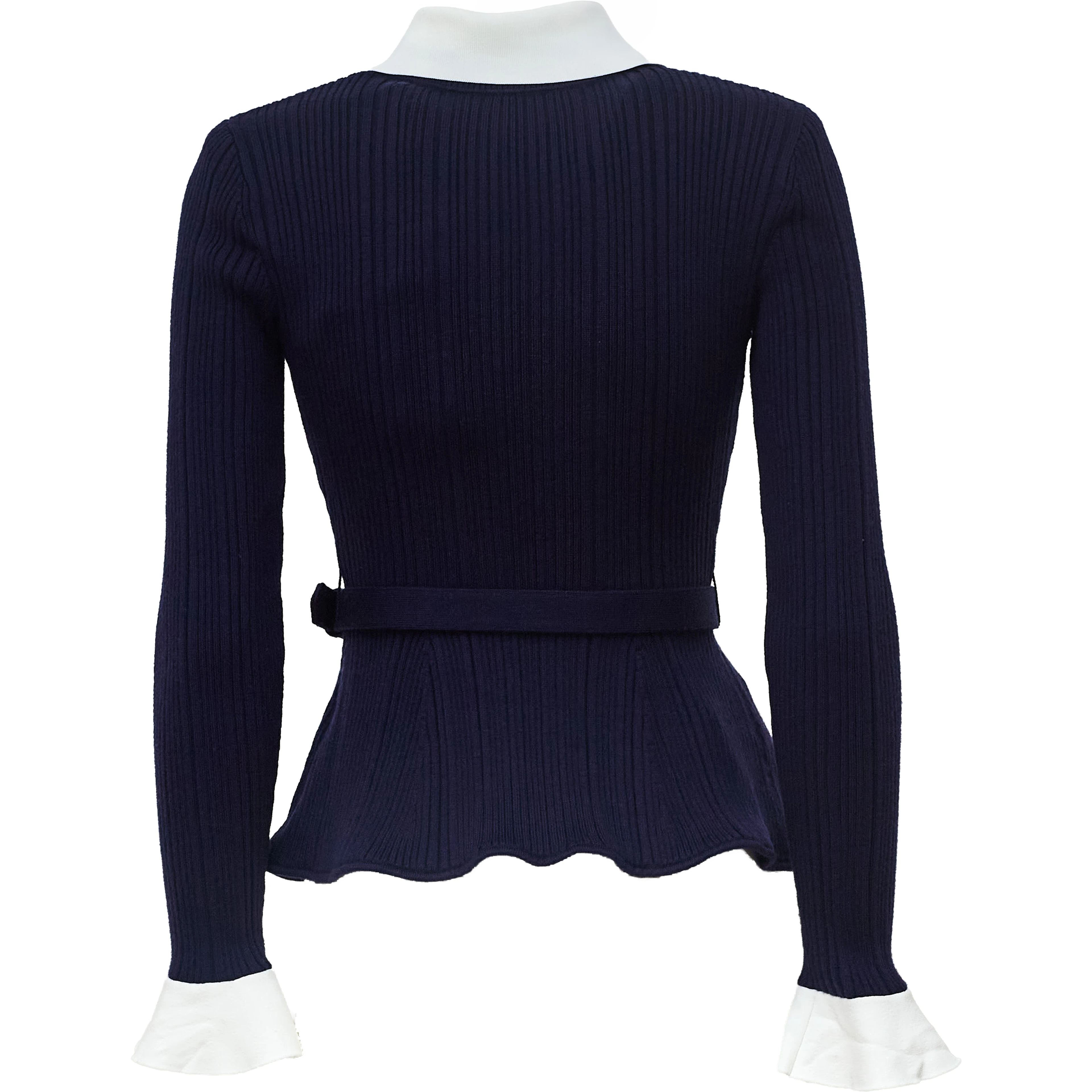 Navy Ribbed Knit Cardigan
