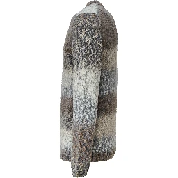 Crew Neck Jumper In Printed Wool Blend Fabric 3 Gauge