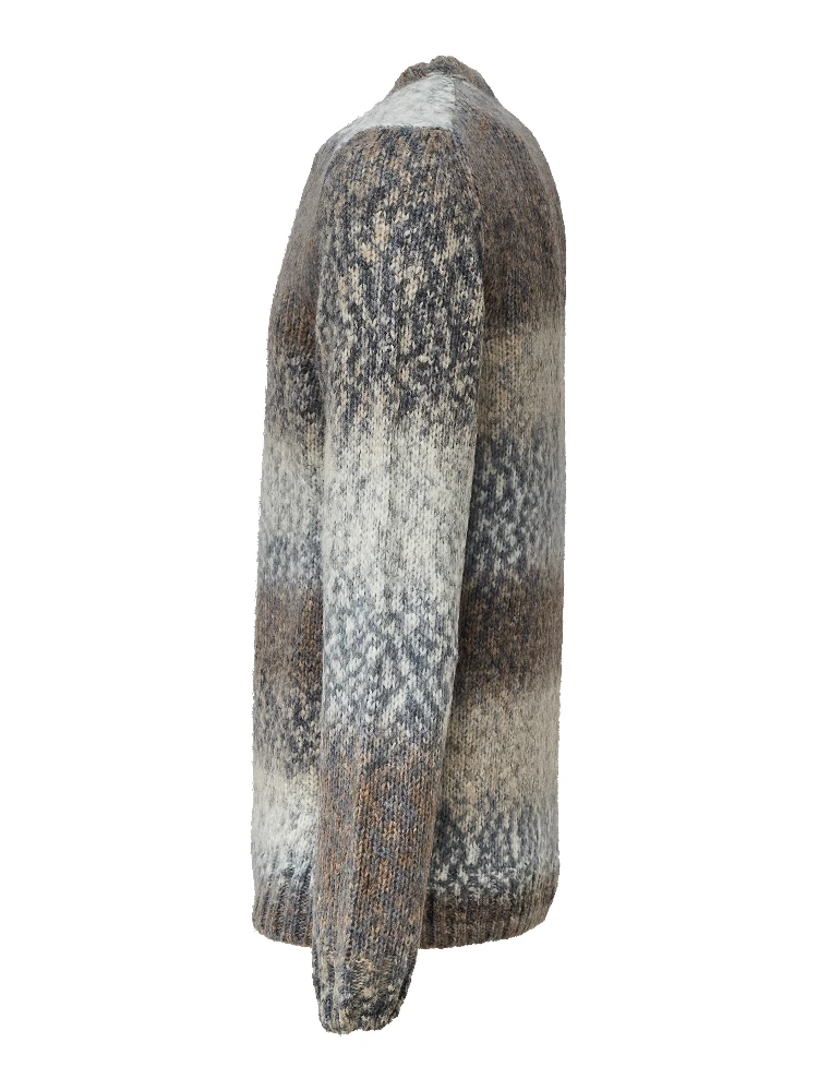 Crew Neck Jumper In Printed Wool Blend Fabric 3 Gauge alternative