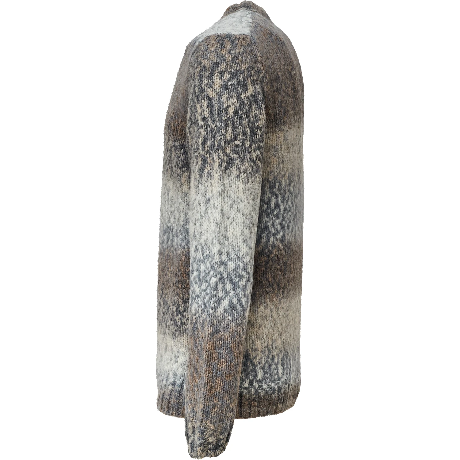 Crew Neck Jumper In Printed Wool Blend Fabric 3 Gauge