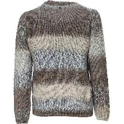 Crew Neck Jumper In Printed Wool Blend Fabric 3 Gauge