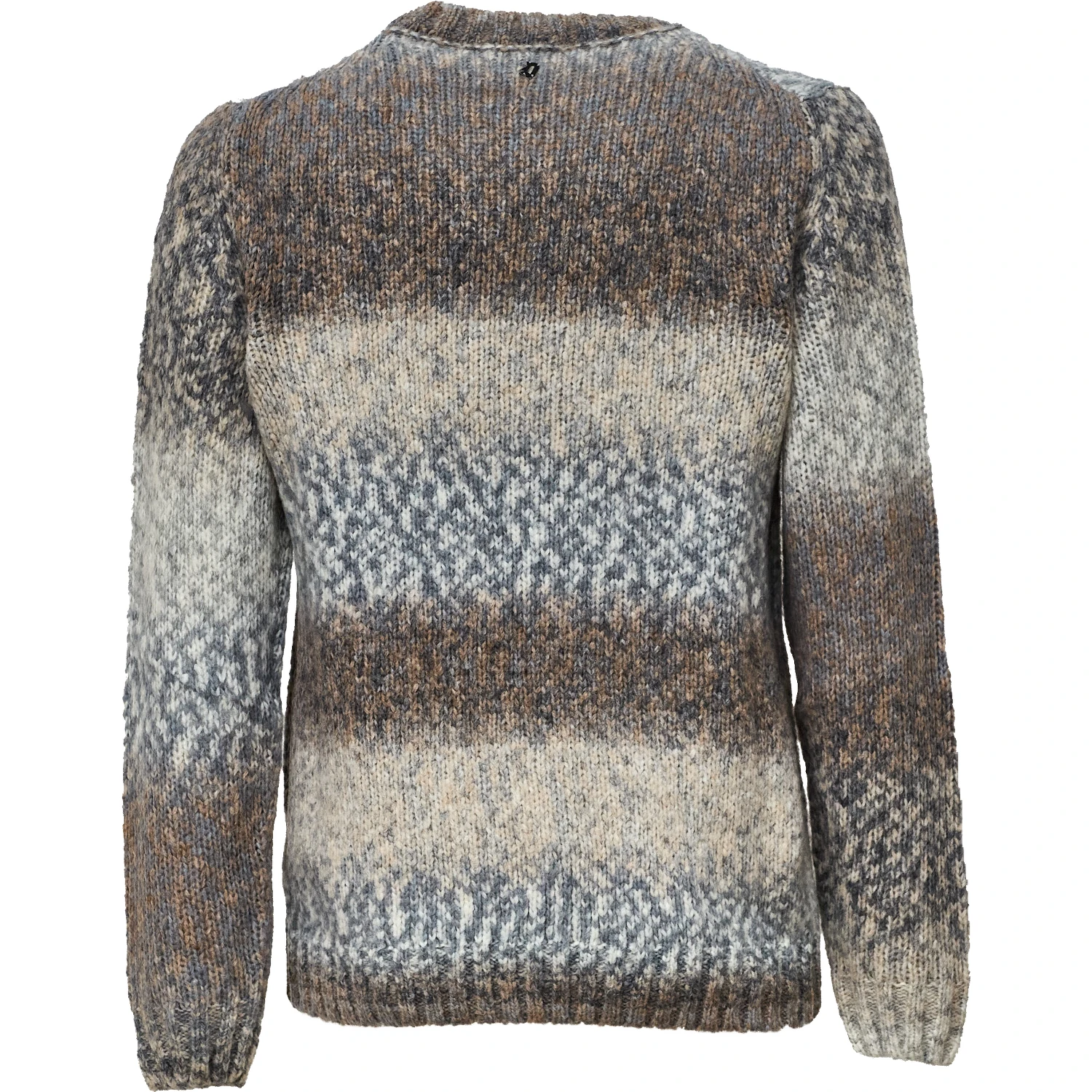 Crew Neck Jumper In Printed Wool Blend Fabric 3 Gauge