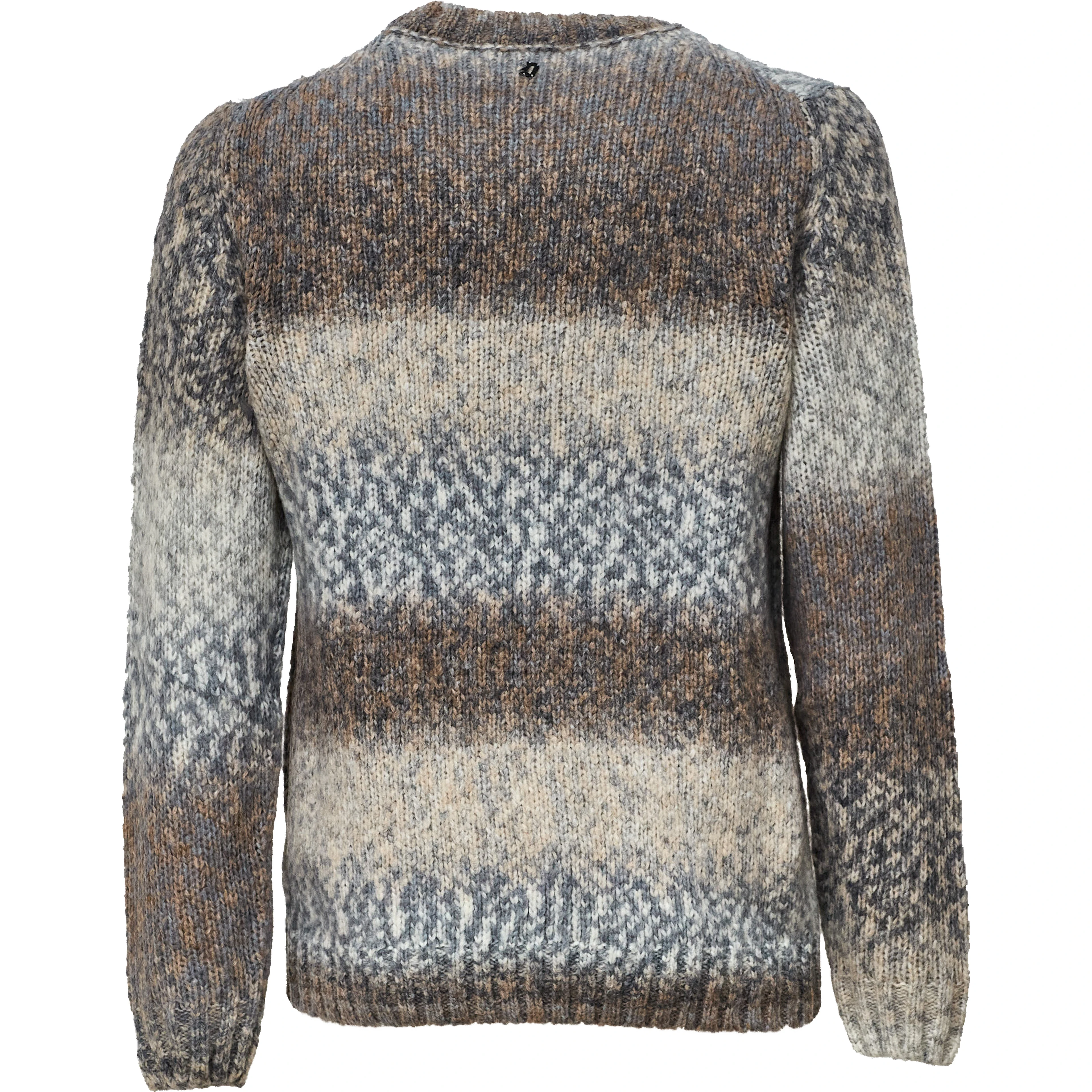 Crew Neck Jumper In Printed Wool Blend Fabric 3 Gauge