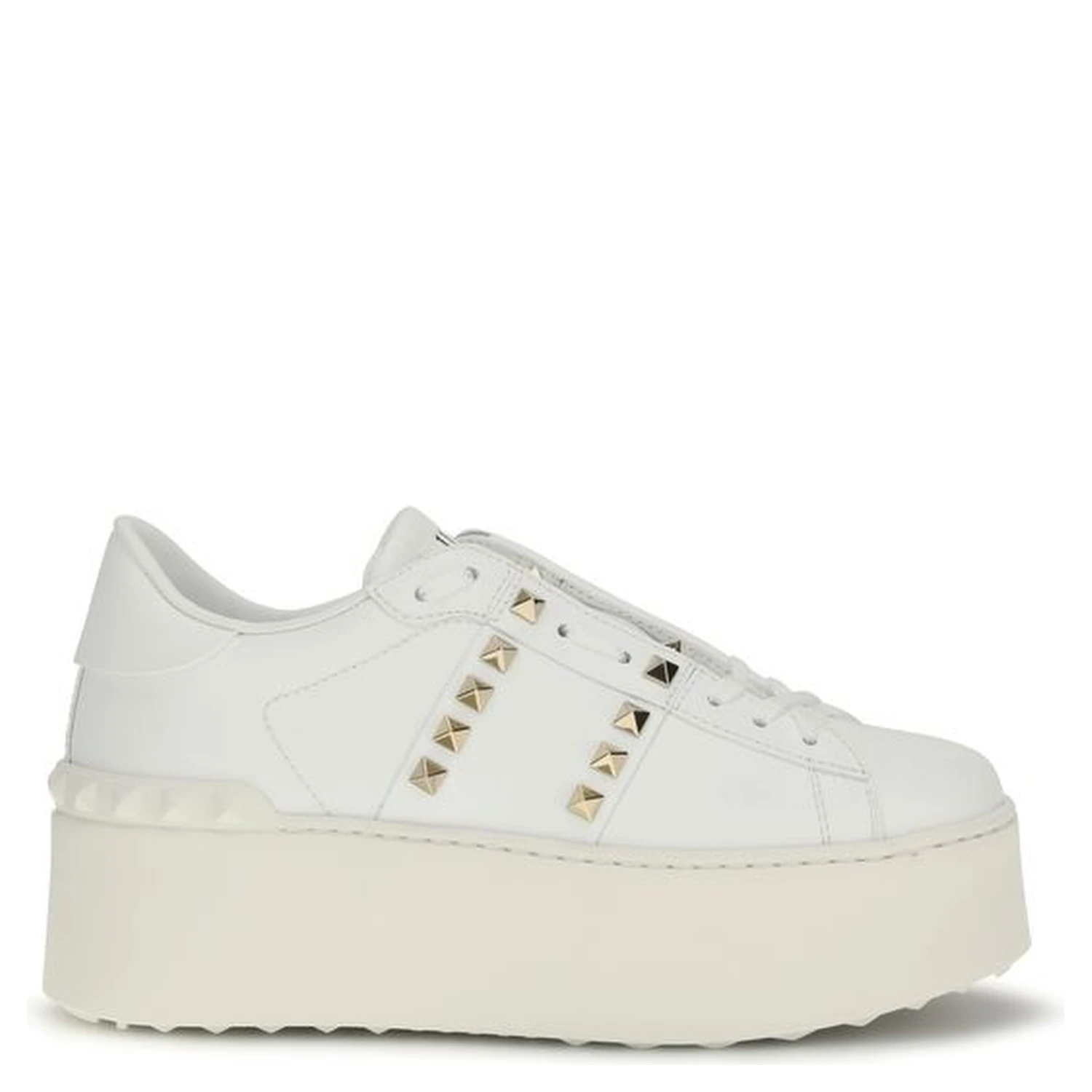 White Calf Leather Bos Taurus Platform Sneakers