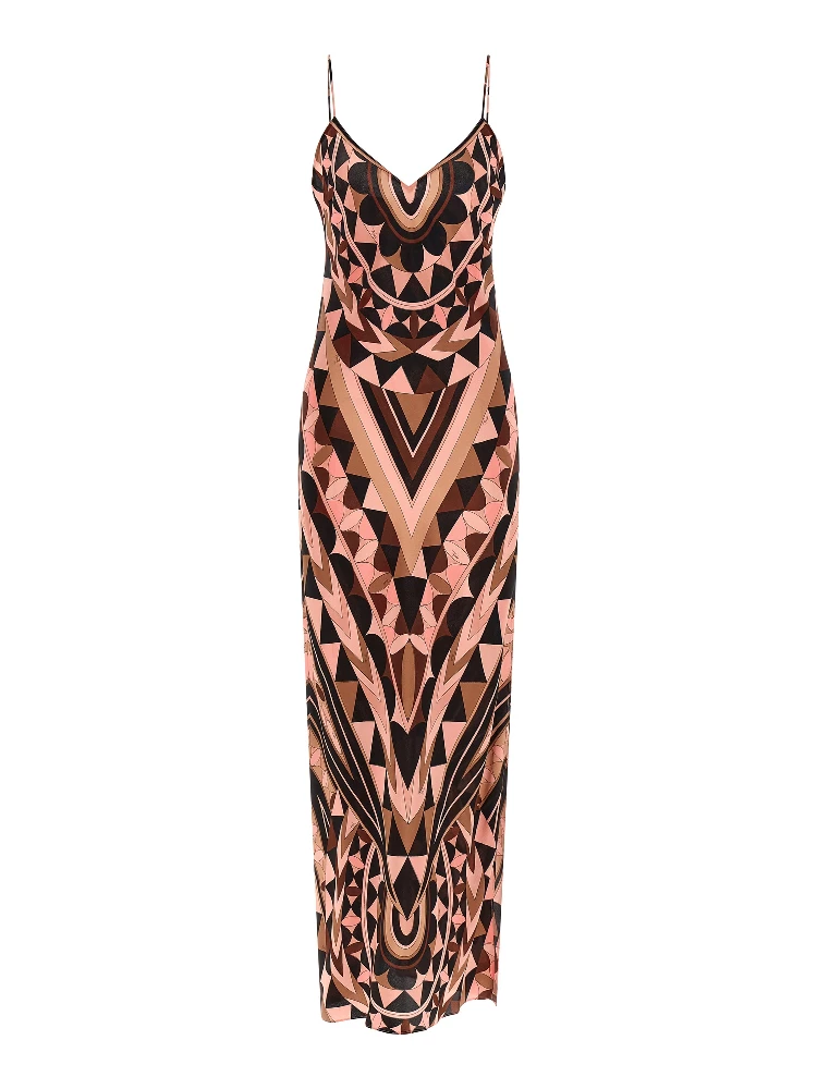 Multicolor Silk Long Dress