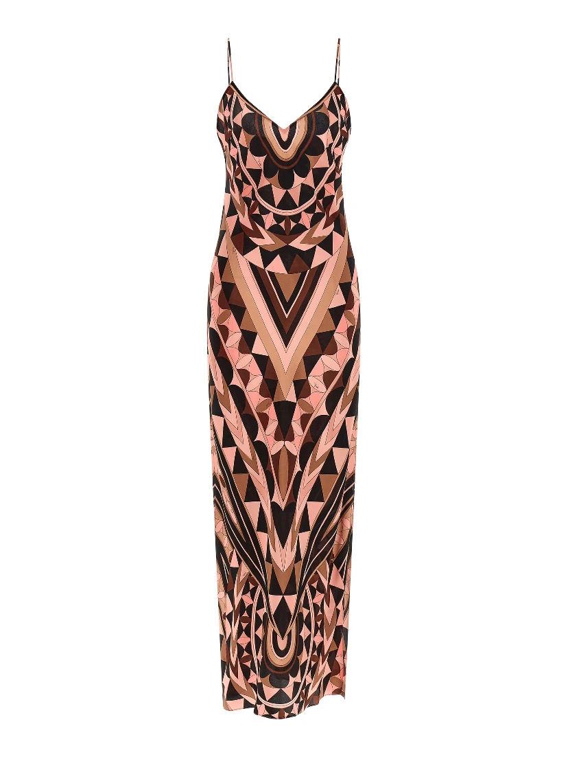 Multicolor Silk Long Dress