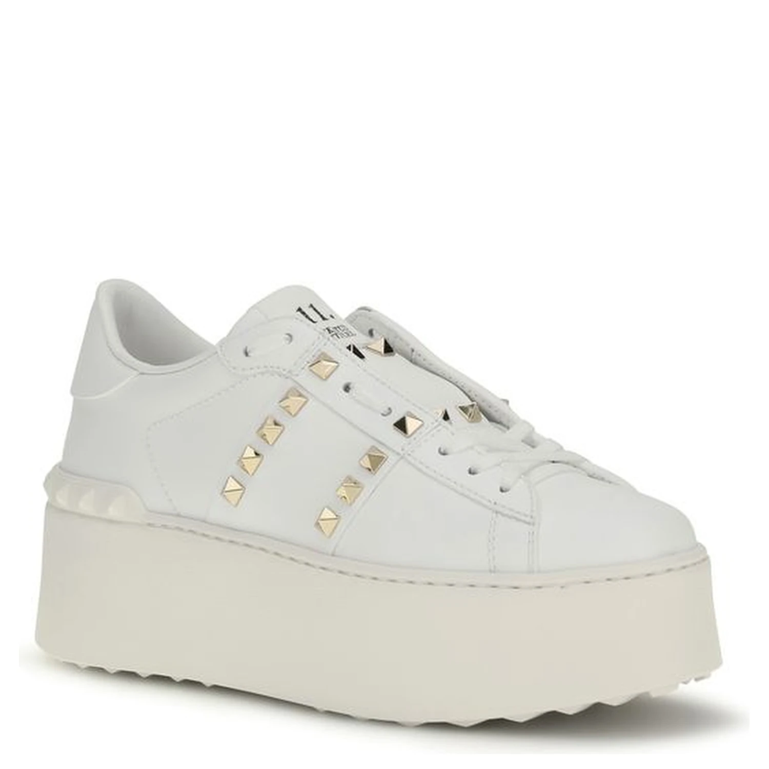 White Calf Leather Bos Taurus Platform Sneakers