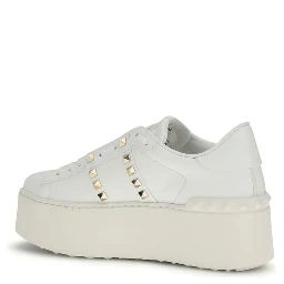 White Calf Leather Bos Taurus Platform Sneakers