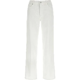 White Cotton Straight-Leg Jeans