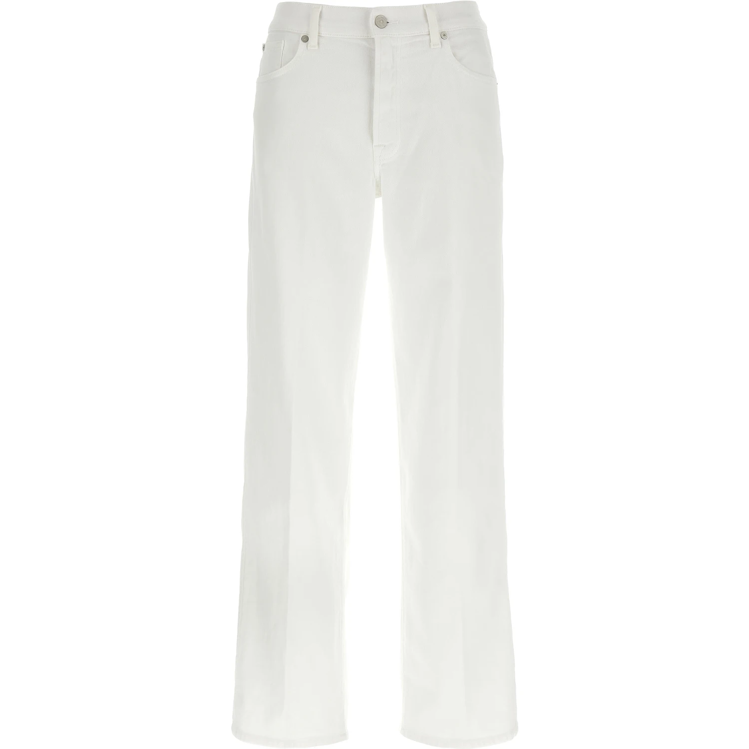 White Cotton Straight-Leg Jeans