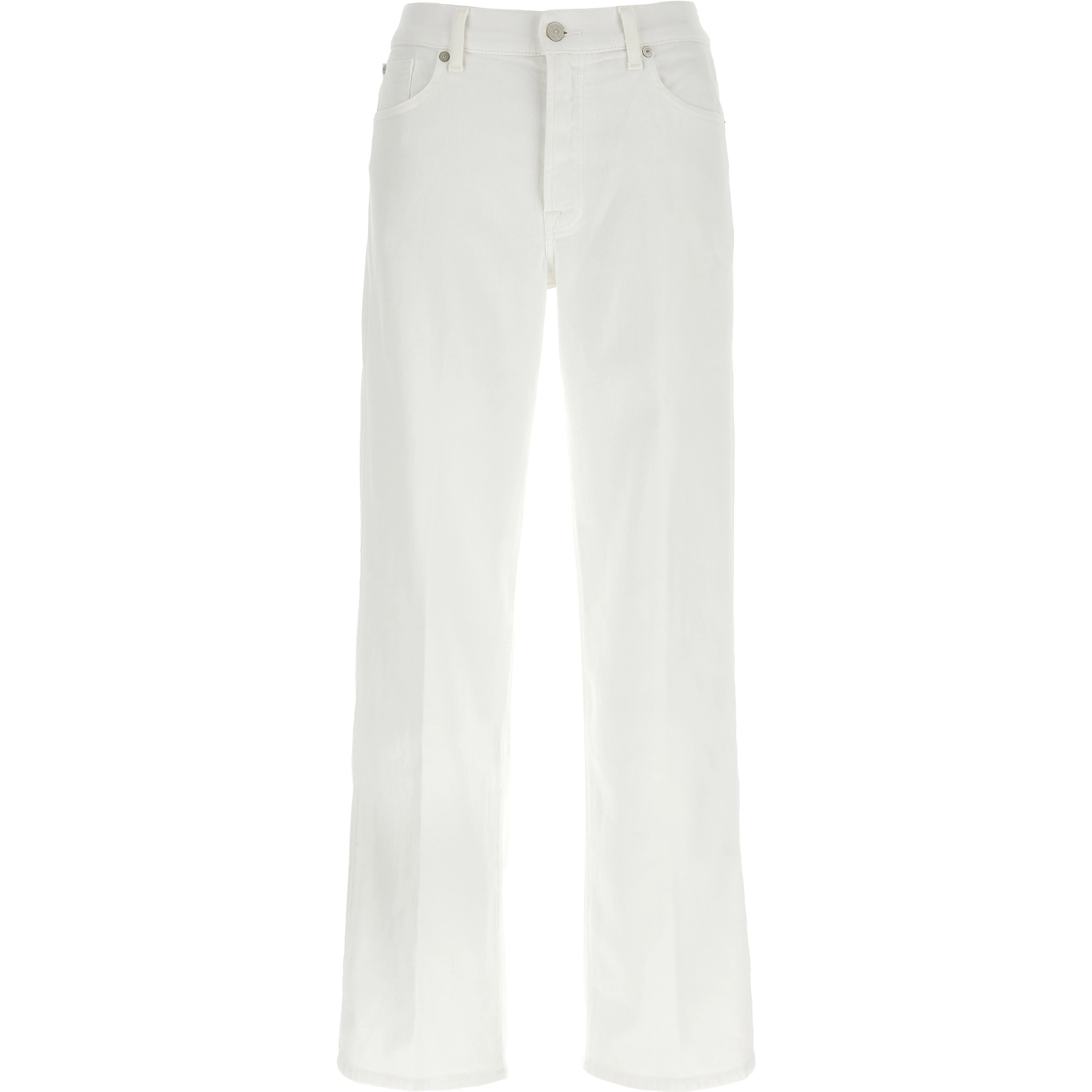 White Cotton Straight-Leg Jeans