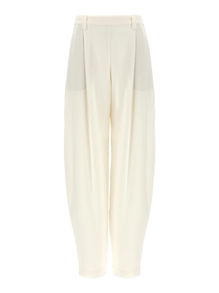 White Silk Casual Pants