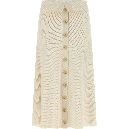 Beige Viscose Midi Skirt