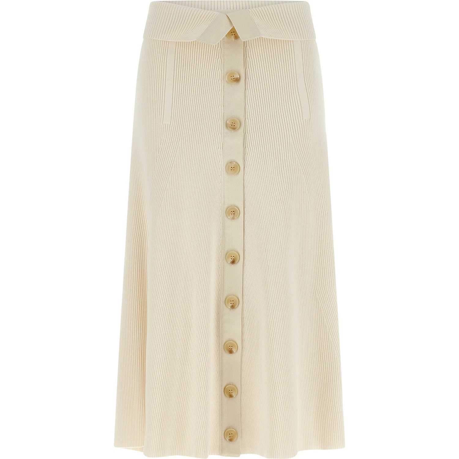 Beige Viscose Midi Skirt