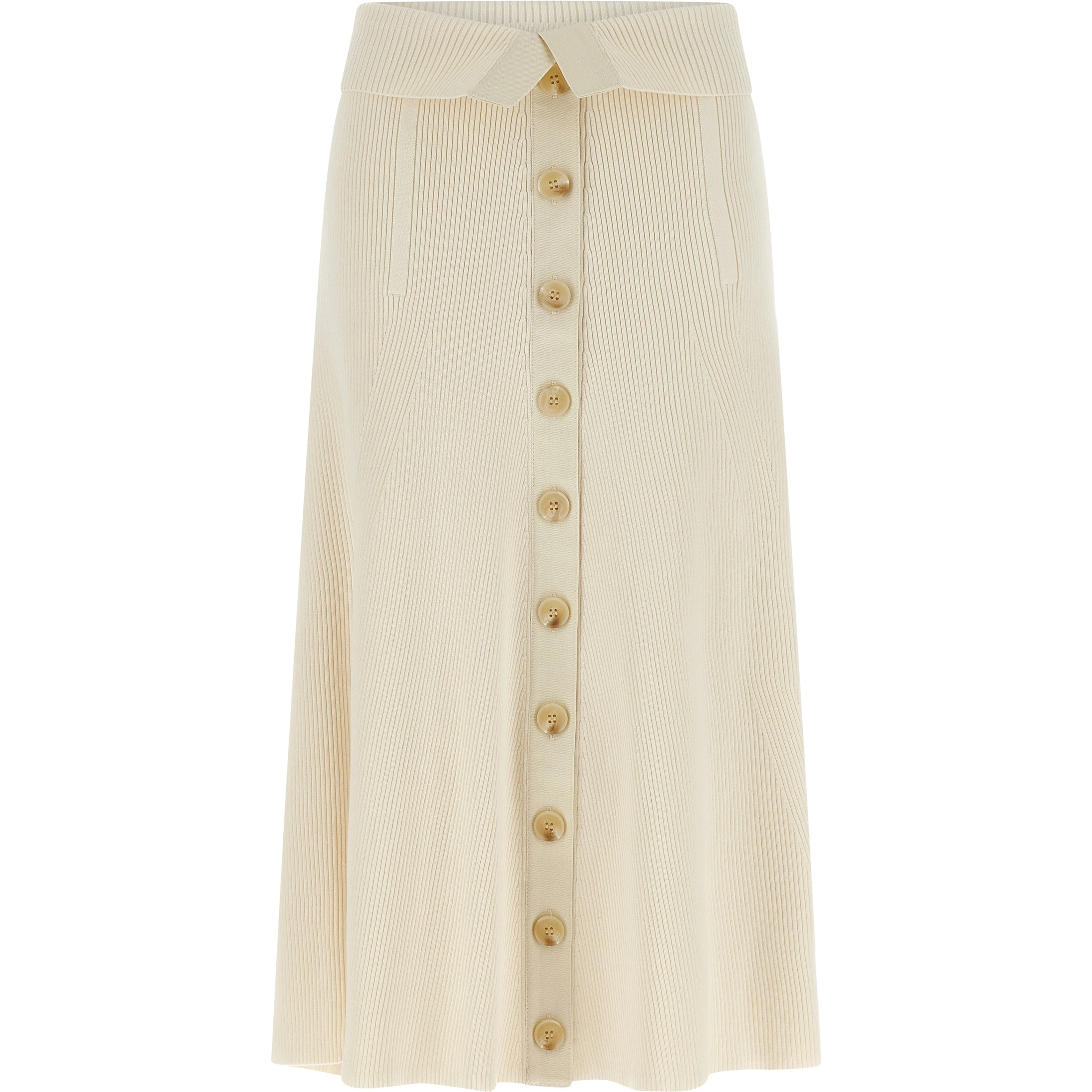 Beige Viscose Midi Skirt